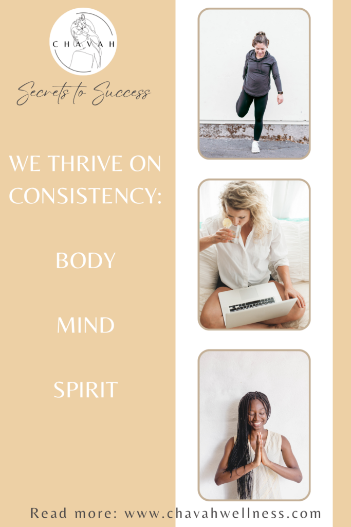 Secrets to Success: We thrive on consistency: body, mind, and spirit. Chavah Wellness. Pillars of Wellness