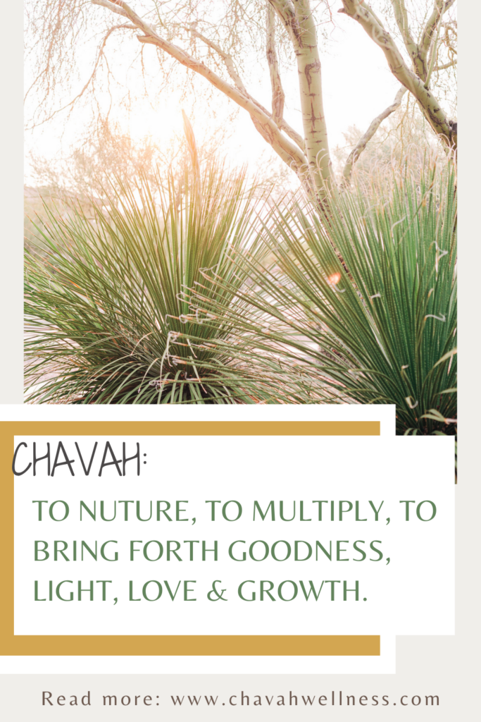 Chavah: to nurture, to multiply, to bring forth goodness, light, love and growth. Chavah Wellness